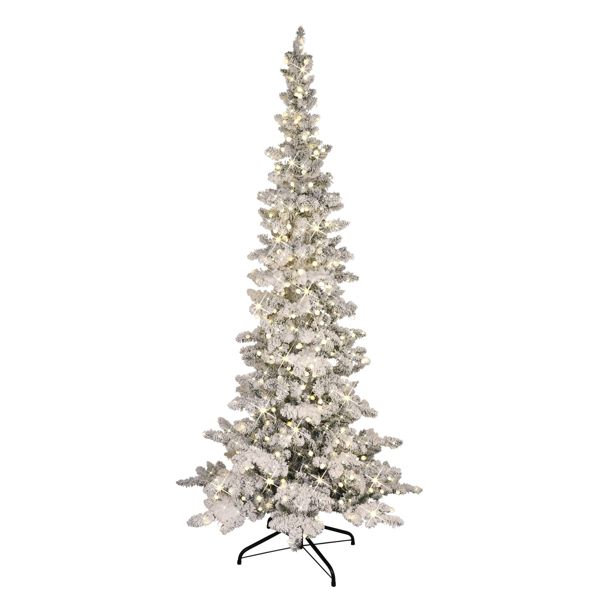 6.5 ft Pre-Lit Flocked Whistler Artificial Pine Tree, Warm White LED Lights